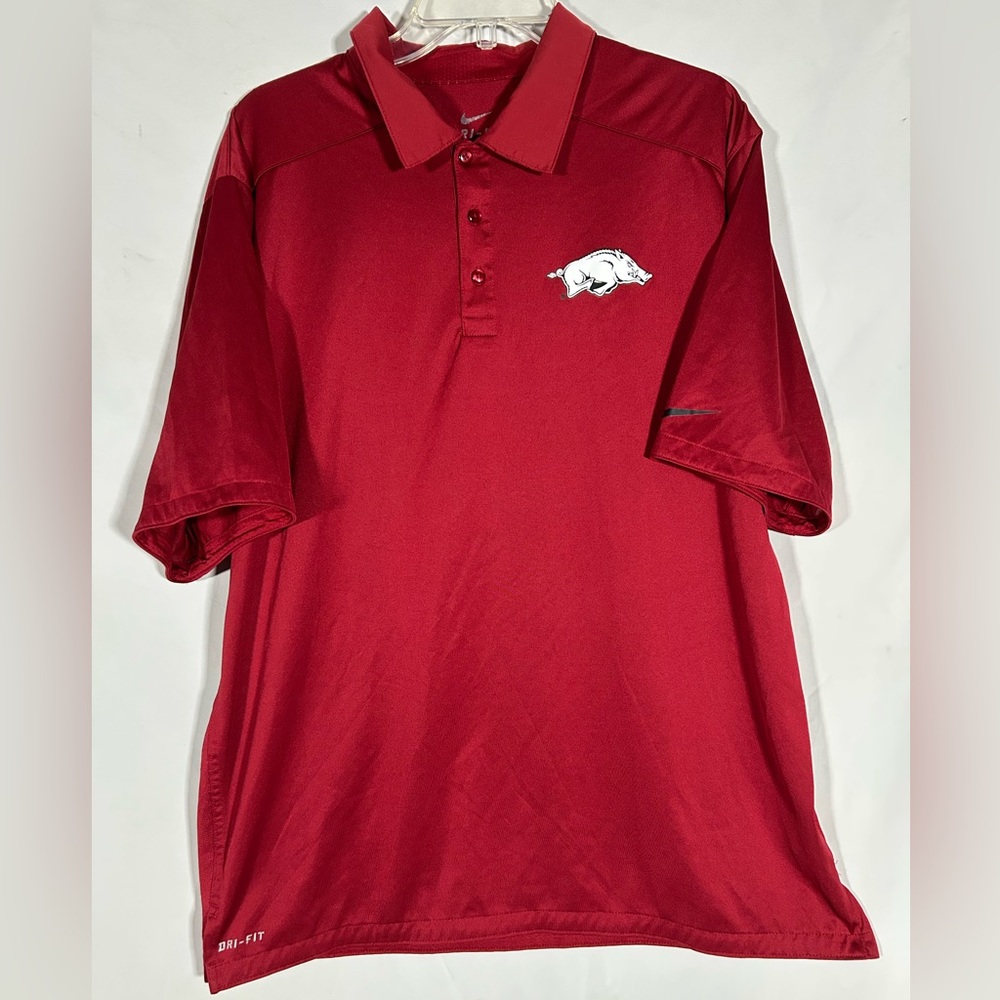 ARKANSAS RAZORBACKS NIKE DRI-FIT COLLEGE FOOTBALL GOLF HOG CALL POLO MENS XL